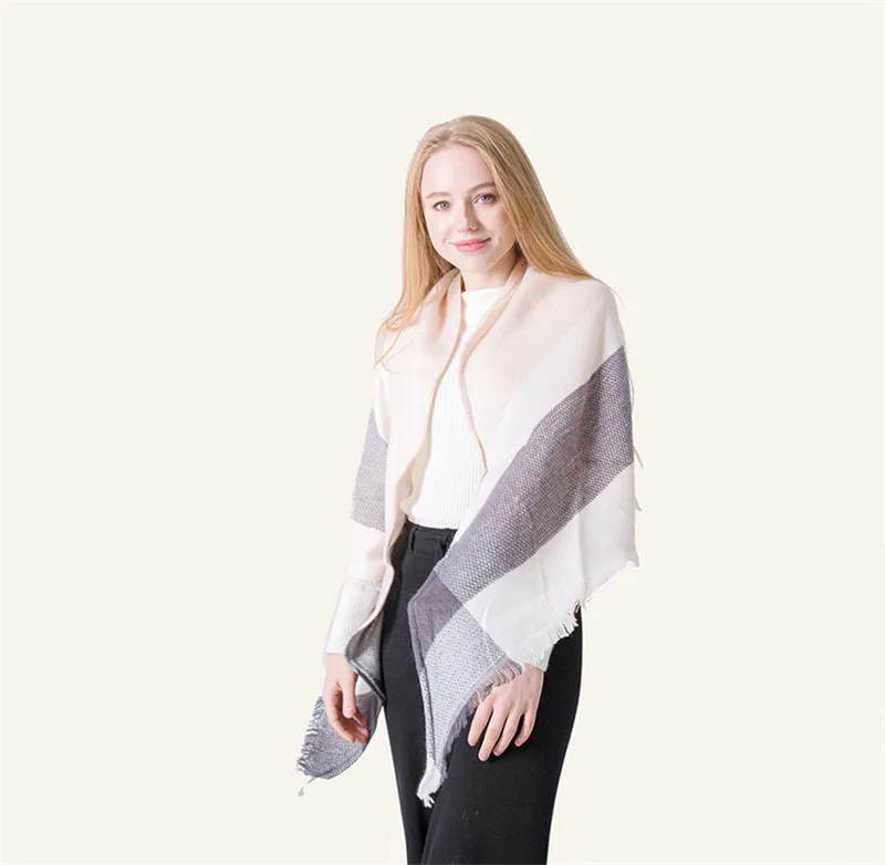 YSDNCHI кашемировые шарфы женская накидка вязаный весенне-зимний женский шарф теплый роскошный бренд Шея бандана сетка кашемировый клетчатый платок