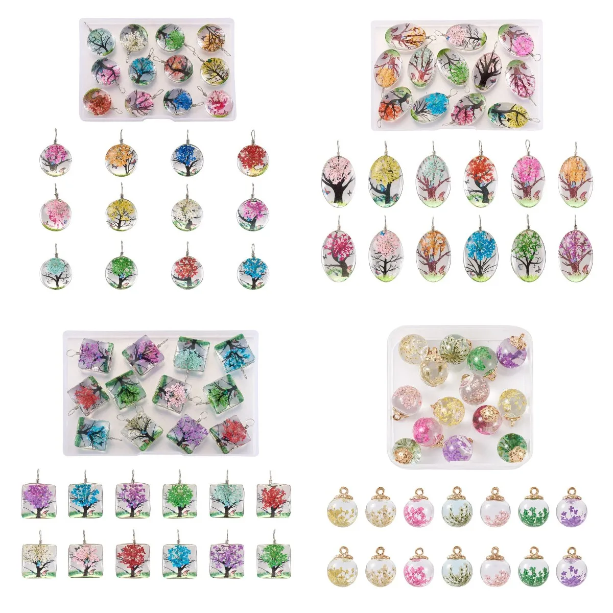 

New Creative Plant Dry Dried Flower Transparent Glass Pendant Fashion Charm For Women Necklace Earring DIY Craft Jewelry Making