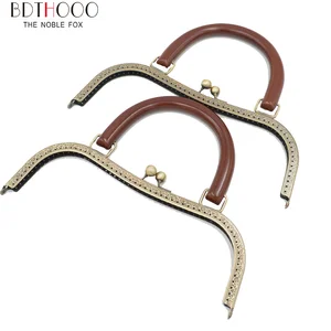 BDTHOOO 27 см металлический каркас для кошелька, твердая деревянная ручка, сделай сам, поцелуй, застежка, замок для женщин, клатч ручной работы, сумочка, антикварные аксессуары для сумок