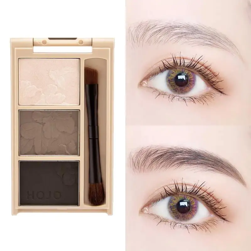 

Набор пудры для бровей 3 цветов с двухсторонней кистью легко раскрашивать натуральные тонкие брови макияж не размазывается долговечный TSLM2