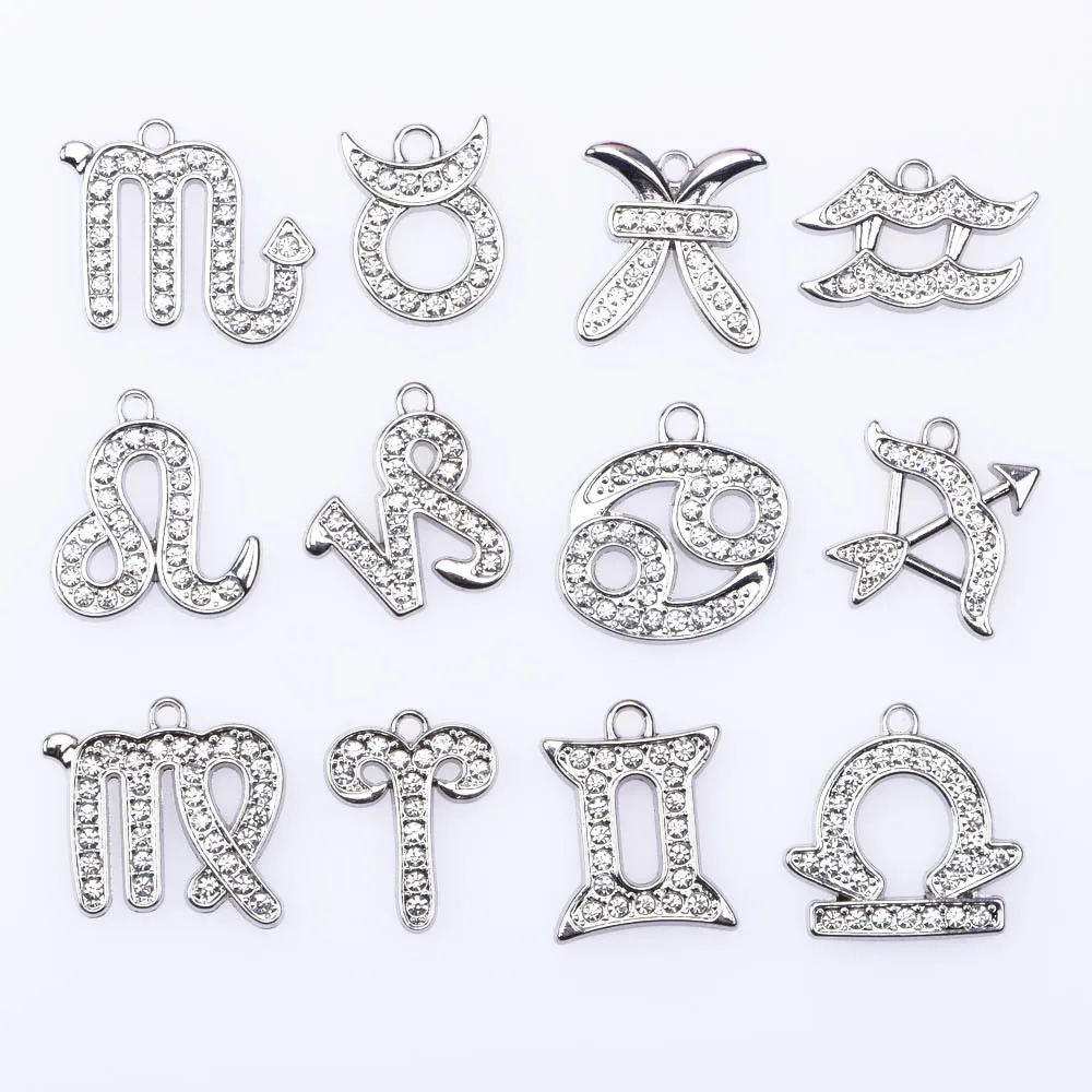Bling Metal Zodiac Croc Charms Shoe Accessories Decoration Gold Silver Constellations jibz for Girls Women Gift