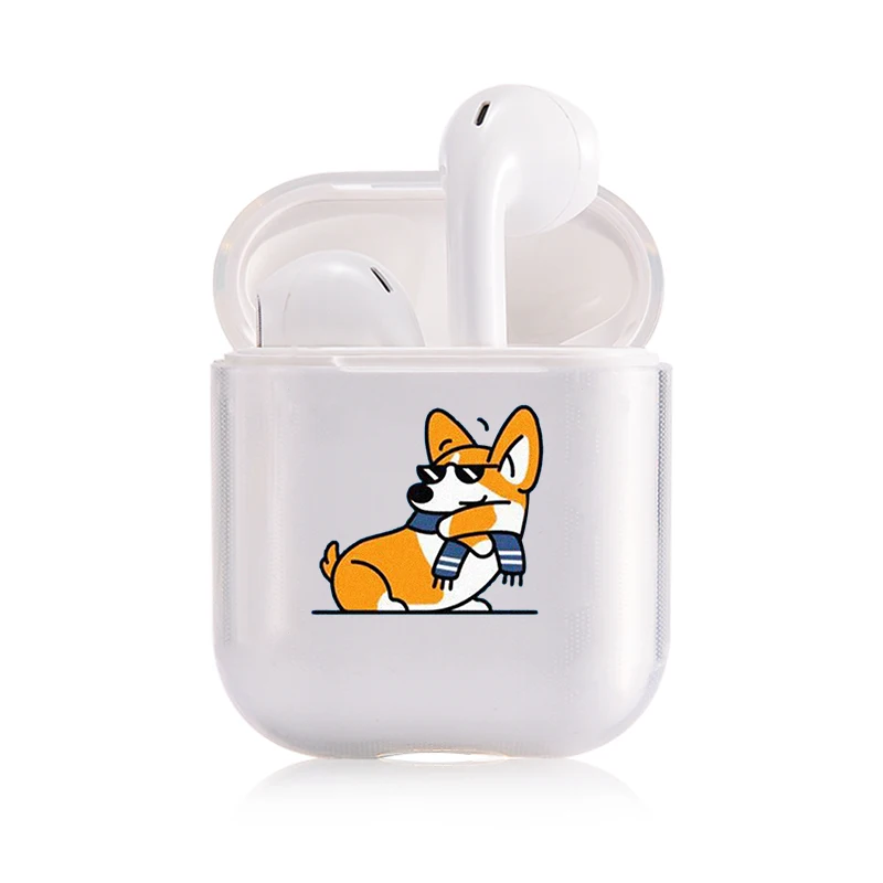 Жесткий прозрачный чехол для наушников Apple airpods 1 чехол Роскошные домашние животные собака корги прозрачный Air Pods чехол для Airpods 2 защитный чехол
