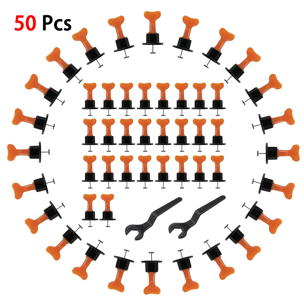 

50Pcs Alignment Tile Leveling Wedges System Kit Tile Spacers System Flat Ceramic Leveler Floor Wall Construction Tools Locator