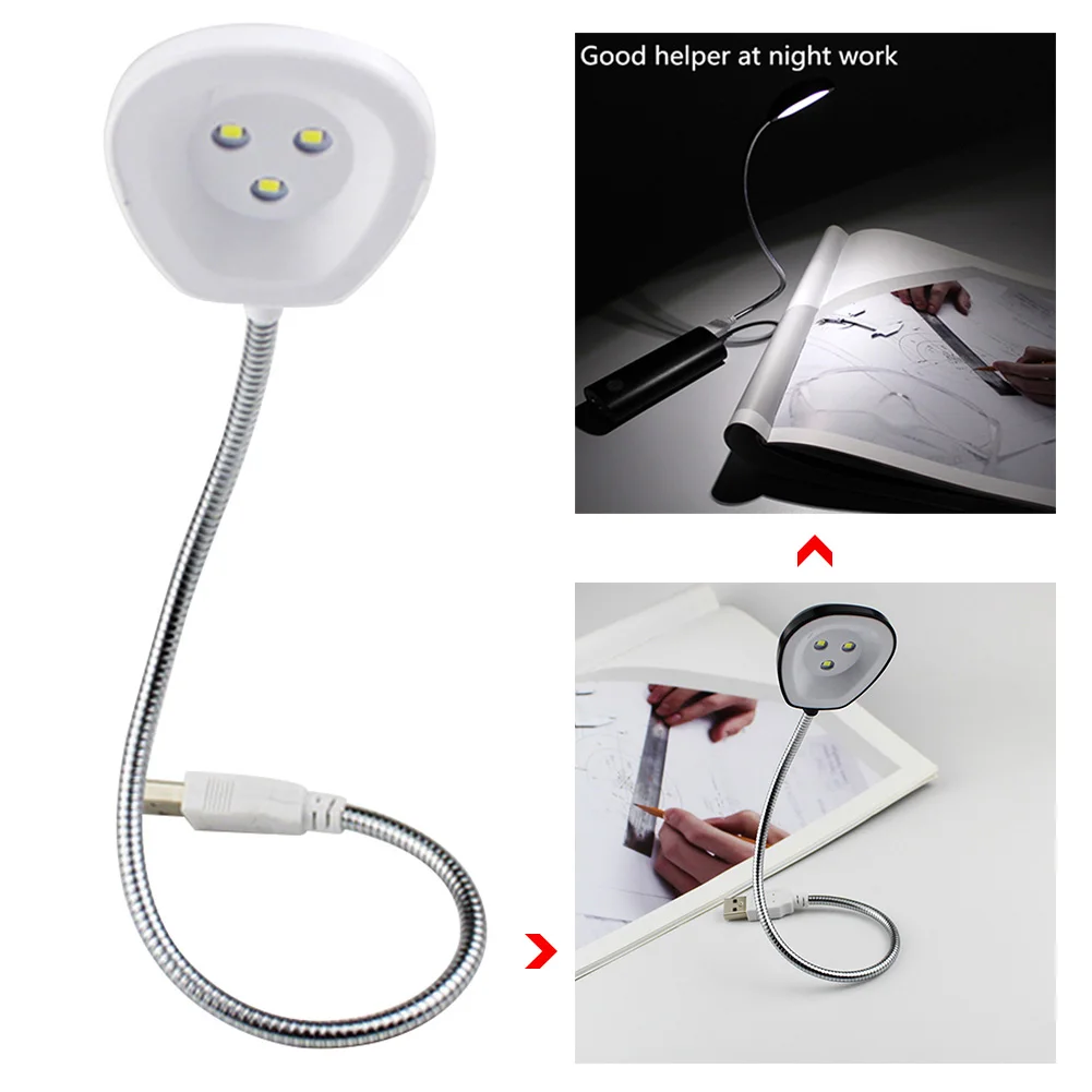 3 LED Flexible Metal Neck Eye Protection Mini Portable Book Power Bank Study Adjustable For Computer Bedroom USB Light Night | Освещение