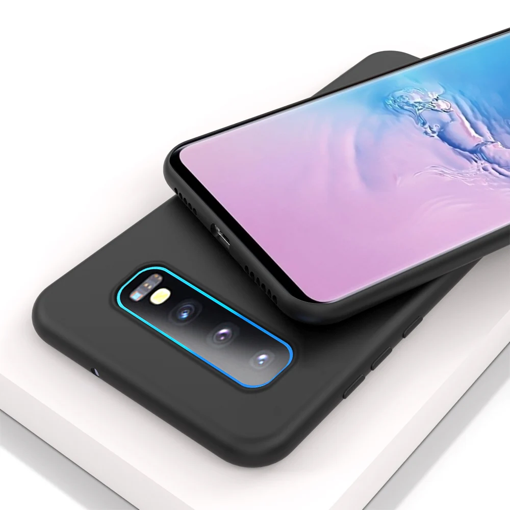 Ультратонкий силиконовый чехол для SAMSUNG Galaxy S10 S9 S8 S11 Plus S10e S11e Note 8 9 10 5G чехол - Цвет: Черный