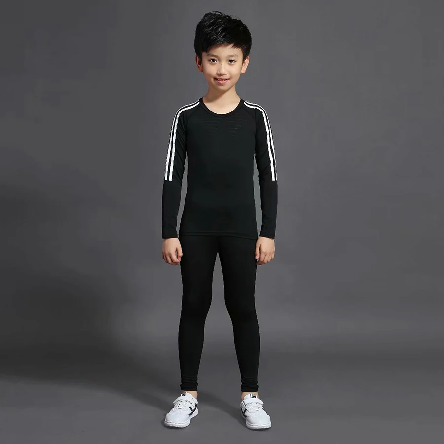 2 piece set Детский боксерский компрессионный комплект, Джерси+ штаны, Детские баскетбольные майки для бега, плотные штаны, спортивная одежда для подростков Рашгард MMA - Цвет: 2 piece set