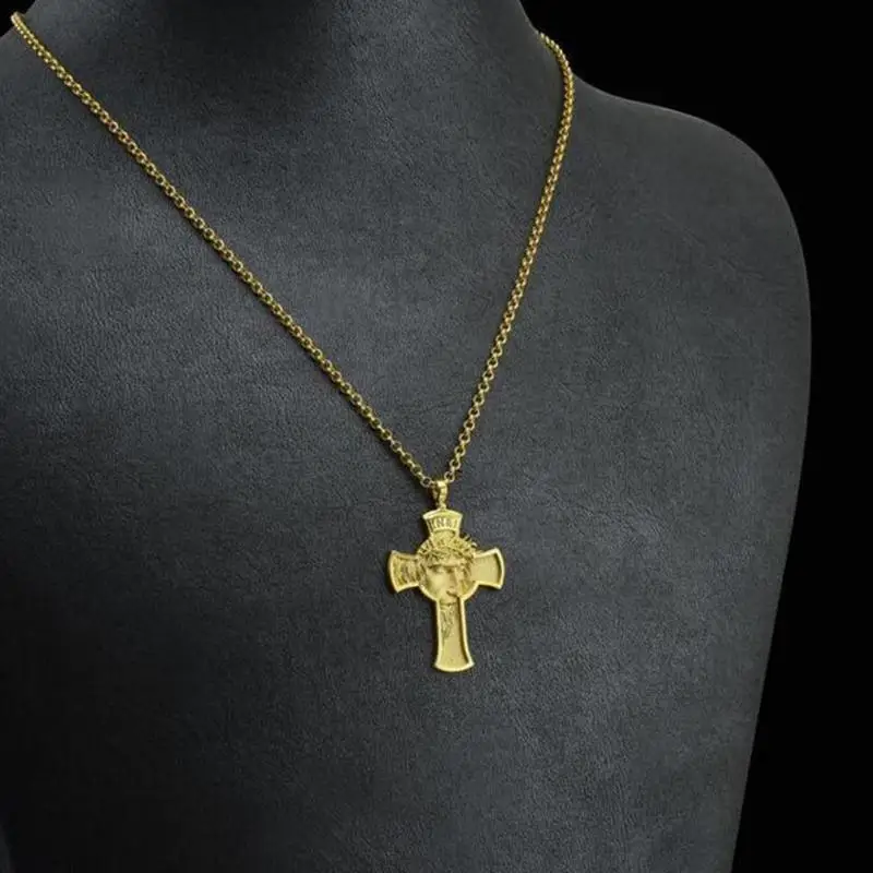 Ожерелье в ретро стиле с изображением креста иисуса модное ожерелье подвеской из