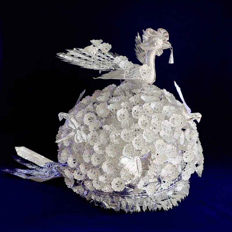 Красивая из Miao серебра шляпа для Для женщин фестиваль вечерние