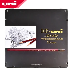 Профессиональный карандаш UNI wood pencil HI-uni, 22 шт.компл., твердость 10H-10B