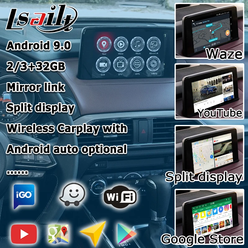 Андроид/carplay интерфейсный блок для новых Mazda CX 9 с GPS навигации youtube видео интерфейс