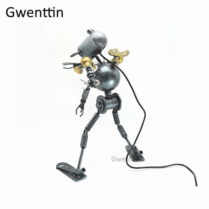 Лофт промышленная труба робот настольные лампы Винтаж Ретро железная