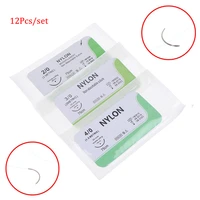 12 pcs needle suture nylon monofilament non injured suture medical thread suture for medical surgical suture practice kit hot