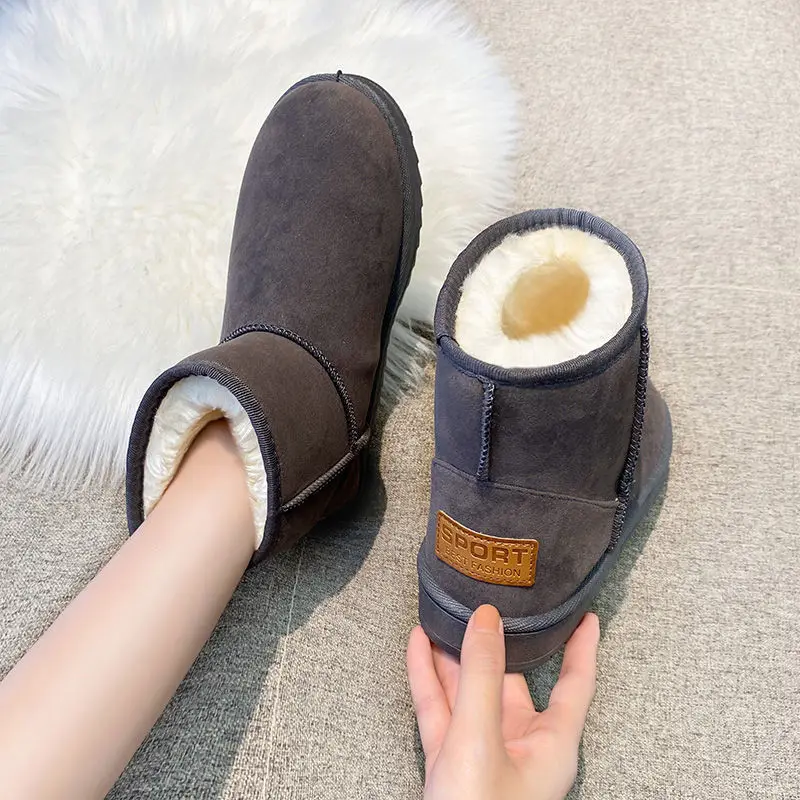 

WHNB Brand Winter Men and Women Snow Boots Australia Style Genuine Leather Ankle Boots Women Waterproof Warm Short Shoes