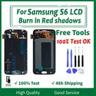 Дисплей AMOLED 5,1 дюйма для SAMSUNG Galaxy S6, ЖК-дисплей G920F, G920A, сенсорный экран, дигитайзер с рамкой для Samsung S6, дисплей Burn-shadow