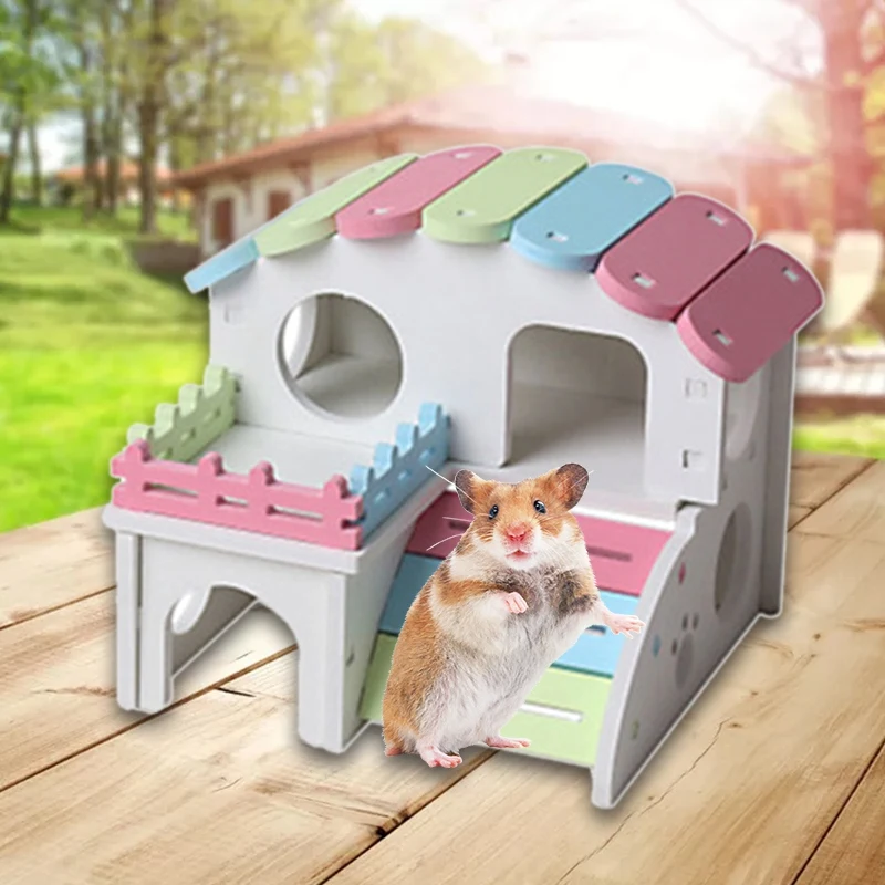 Small Pet Hamster Two Layers PVC House Colorful Hideout Exercise Natural Funny Nest Hut Playground pet Accessories | Дом и сад
