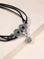 gothic natural labradorite snake witchy crescent choker necklace gift for best friends women wiccan jewelry wholesale