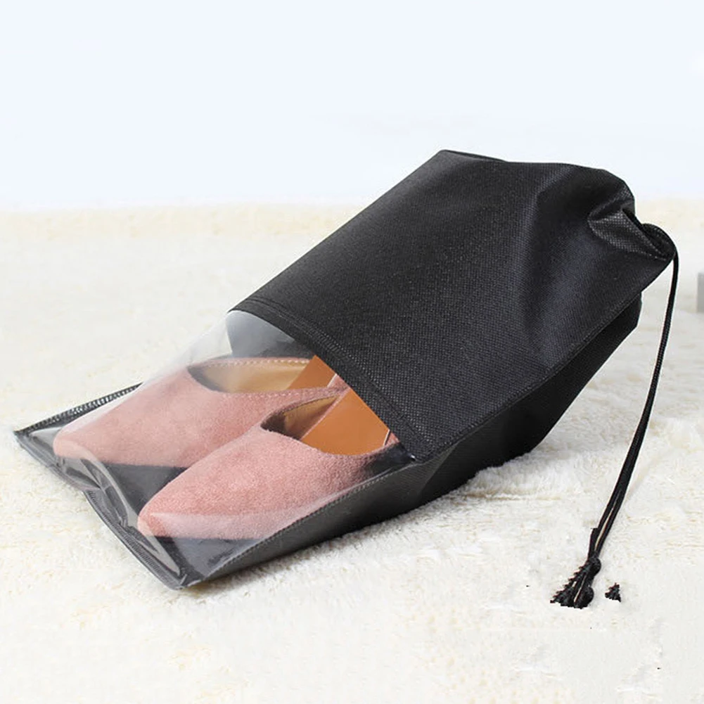 Сумка для обуви мужчин и женщин однотонная Нетканая тканевая сумочка на шнурке