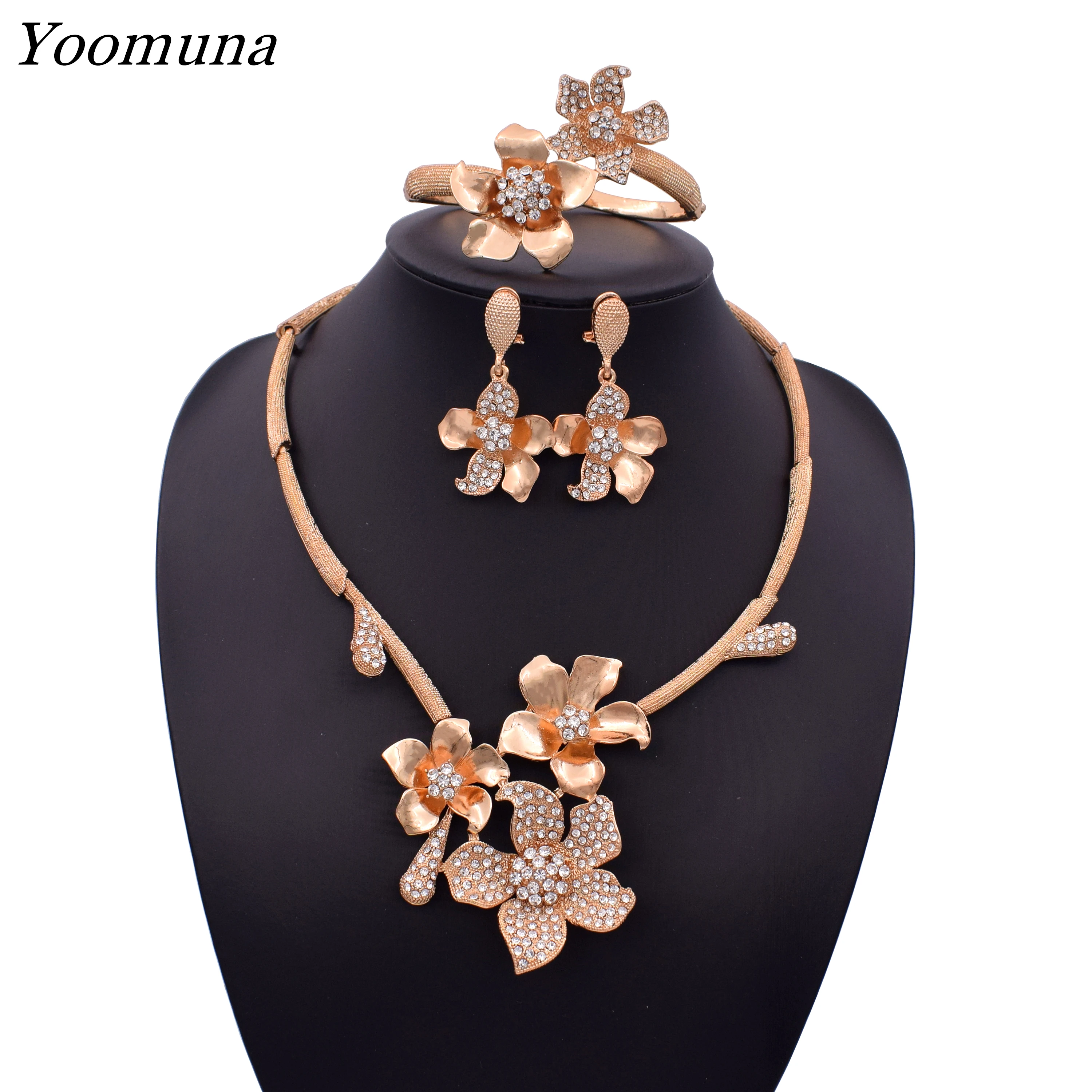 Дубай серебро/золото цветок Ювелирные наборы нигерийский Свадебный Африканский