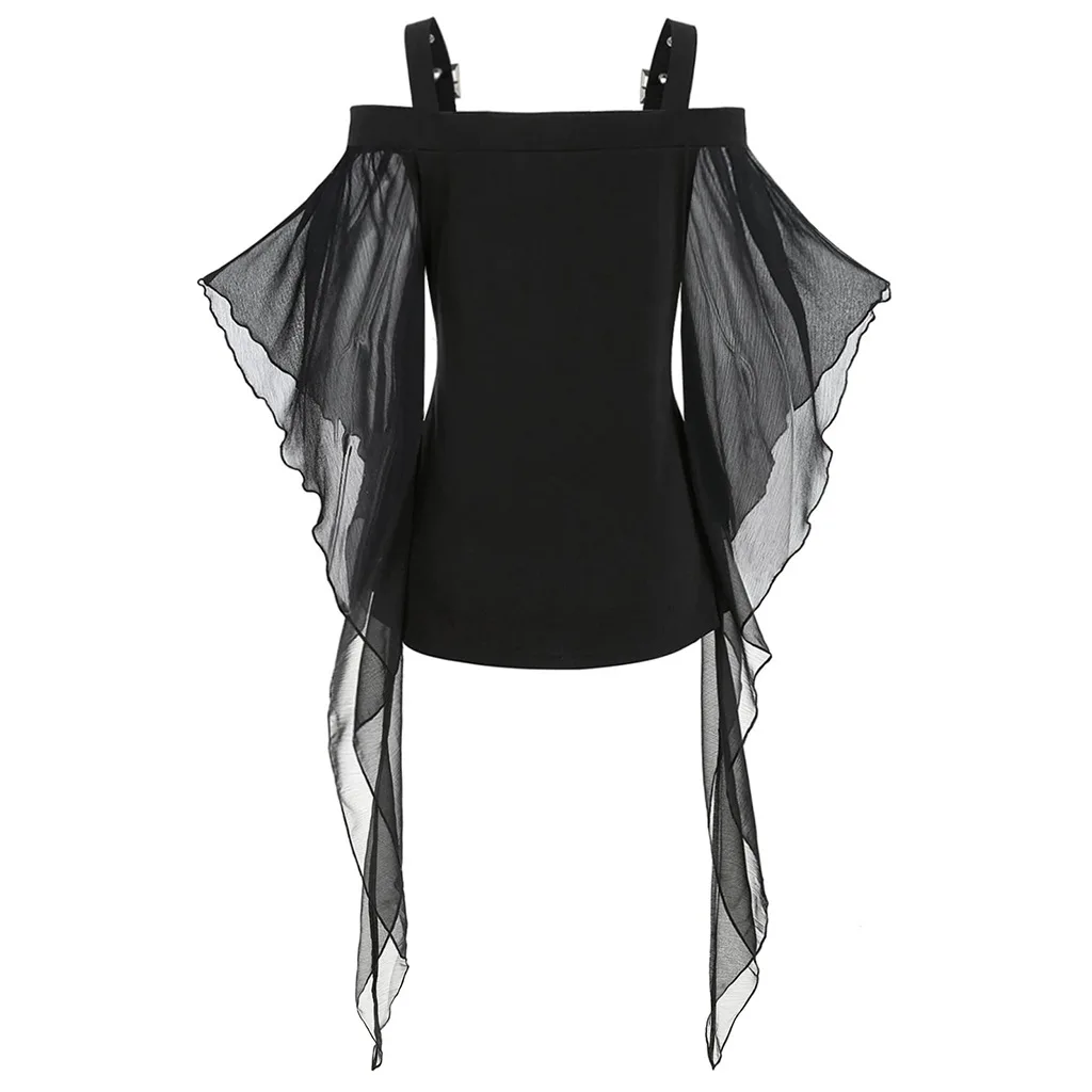 

New women's off shoulder Halloween top slim sling top solid T-shirt