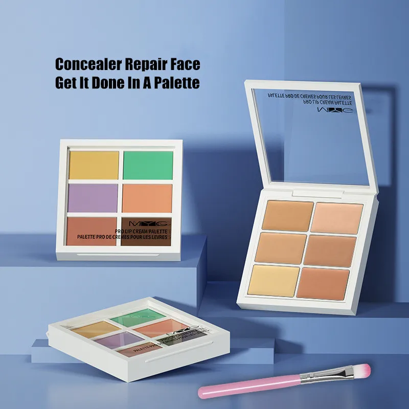 

6-Color Pro Lip Cream Palette Concealer Repairing Concealing Dark Circles Acne Marks Freckles Red Blood Silk Foundation Paste