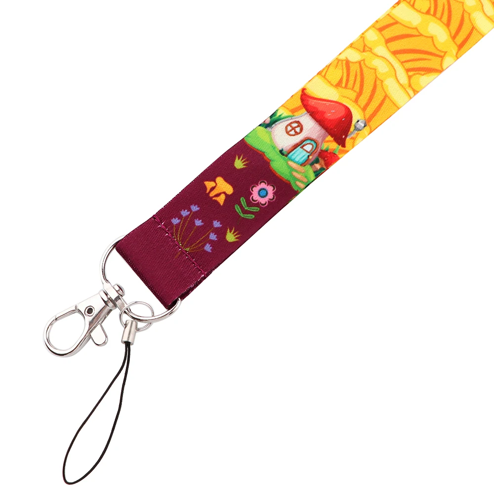 ER1047 милые ремешки для шеи с грибами идентификационный значок брелок телефона