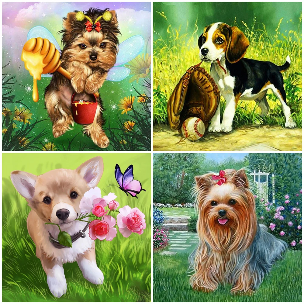 Diy 5d Full Diamond Embroidery Animal Mosaic Diamond Painting Flower Puppy Painting Cross Stitch Needlework Handmade Hobby Gifts