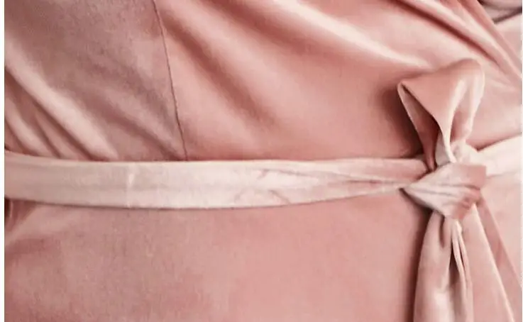 

4XL Autumn Winter Plus size Long Velvet Dress Women Sexy V Neck Rufffle Dress Long Sleeve Large Size Lady Pink Party Wrap Dress