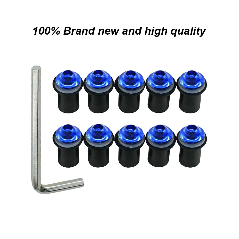 10x M5 Винты для ветрового стекла Комплект болтов резиновые гайки шайбы синий Yamaha