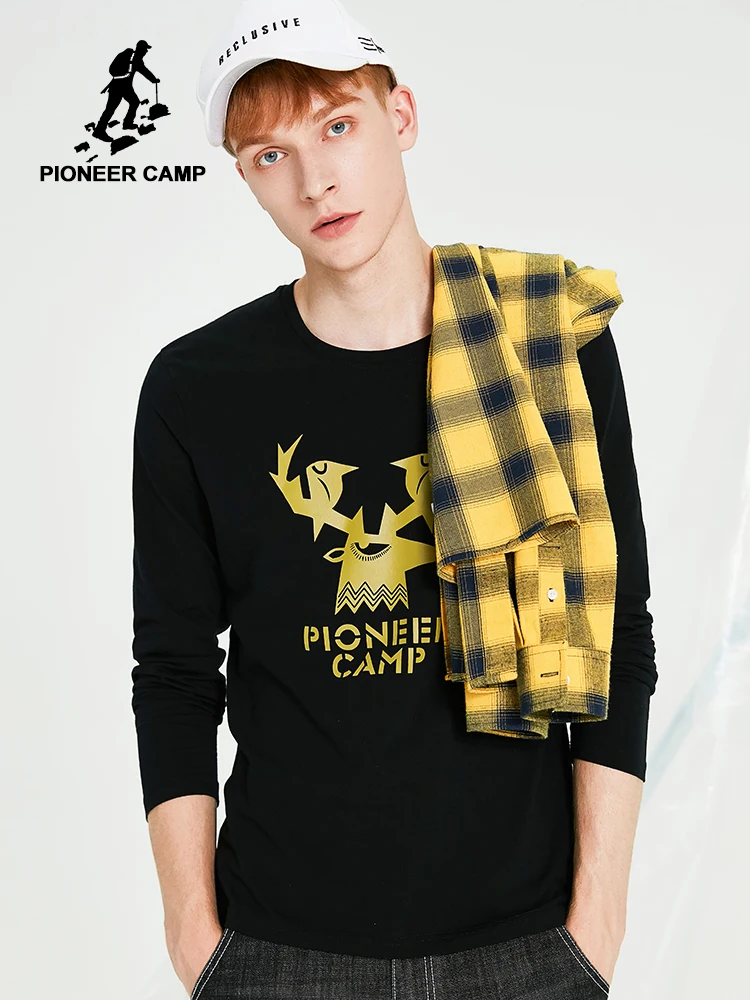 Pioneer Camp Crewneck Мужская Уличная одежда с длинным рукавом Футболка хлопковая принтом