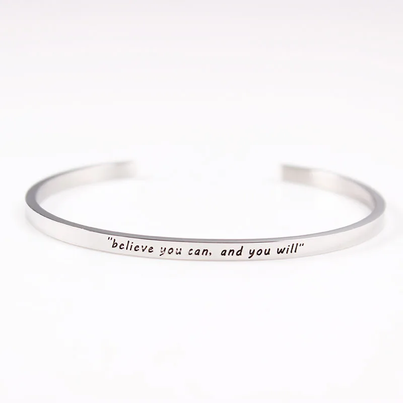 Новинка 2021 г. браслет с гравировкой Happy серебряный из нержавеющей стали