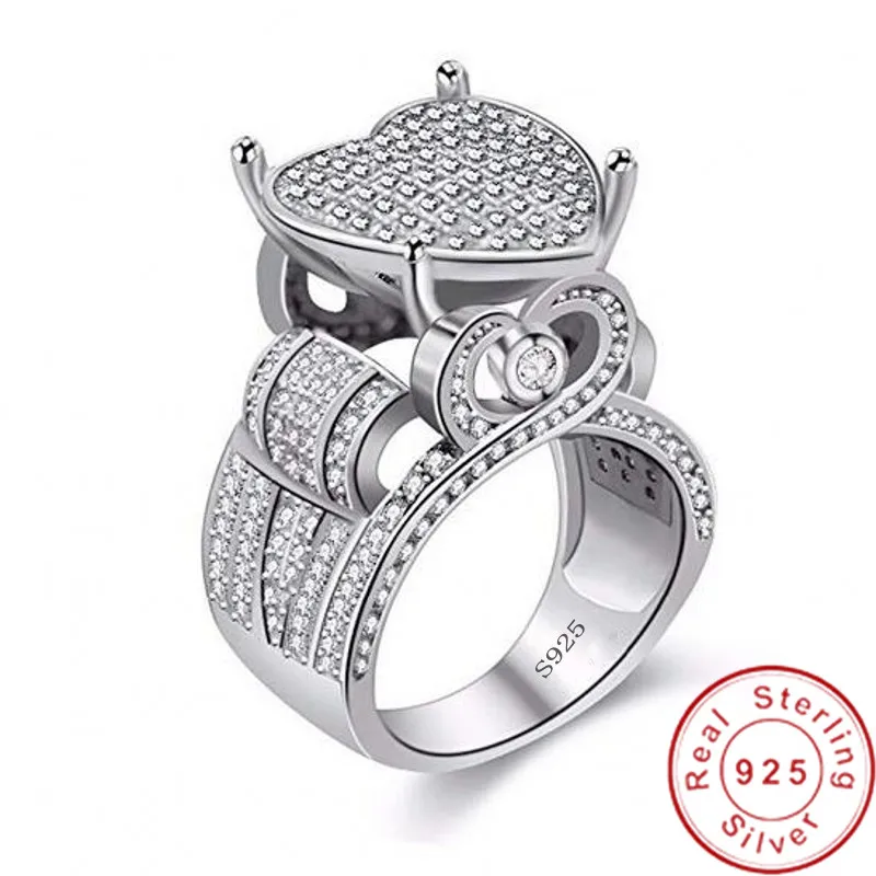 Винтажное кольцо в форме сердца с бриллиантом cz ювелирные изделия из