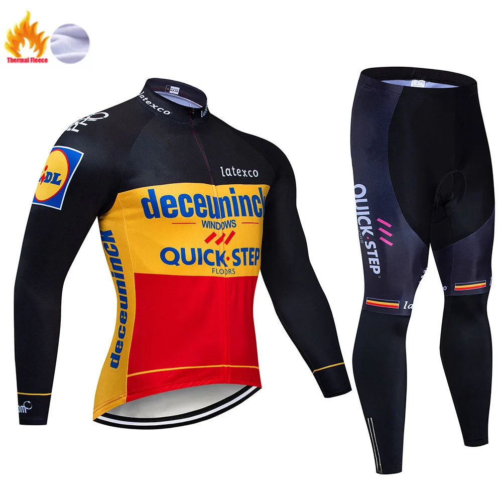 Cycling suit Командный быстрый шаг Велоспорт Джерси 19D нагрудник набор бельгийский велосипед одежда мужская зимняя теплая флисовая велосипедная Одежда для велоспорта - Цвет: Cycling suit