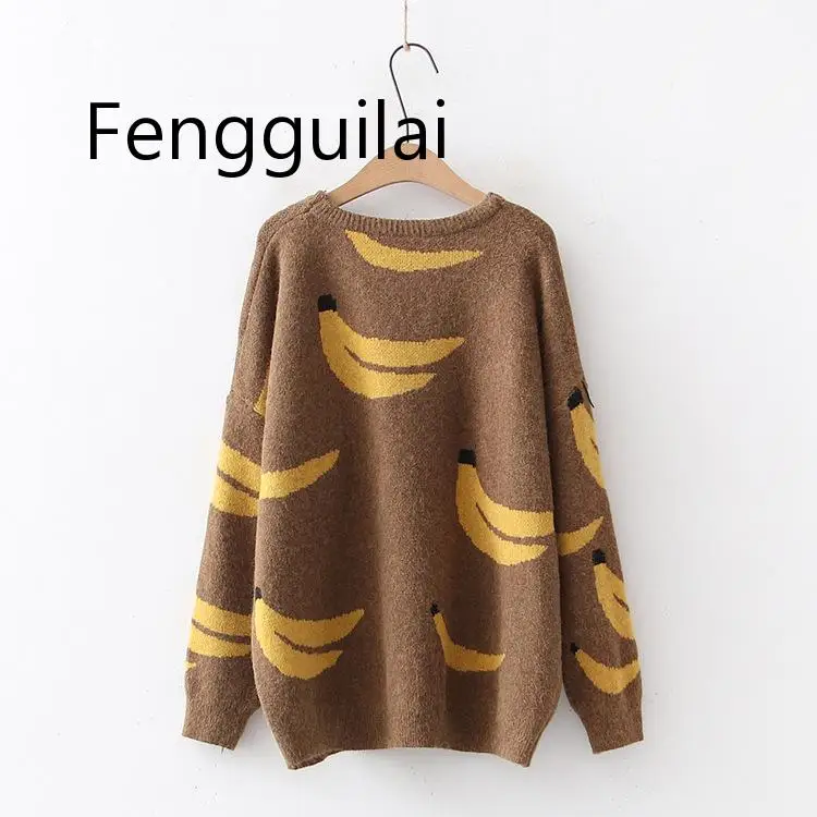 FENGGUILAI новинка 2019 Осень-зима банан толстый свитер для студентов девочек сладкие