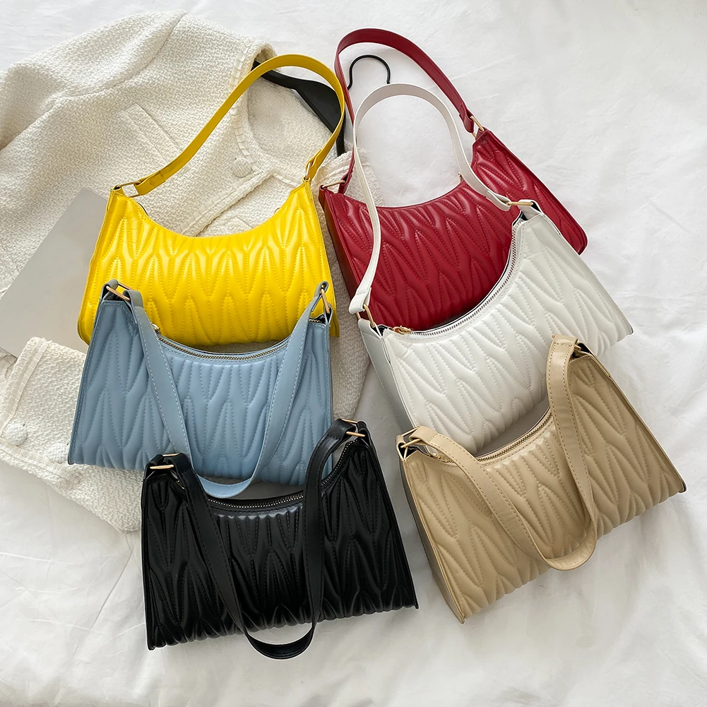 

Модная женская дизайнерская сумка, плиссированная сумка-хобо для подмышек, Повседневная однотонная сумка из мягкой искусственной кожи для ...