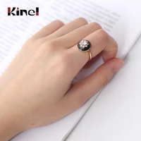kinel 925 sterling silver enamel flower korean open rings for women party statement rings luxury jewelry gift 2020 new hot
