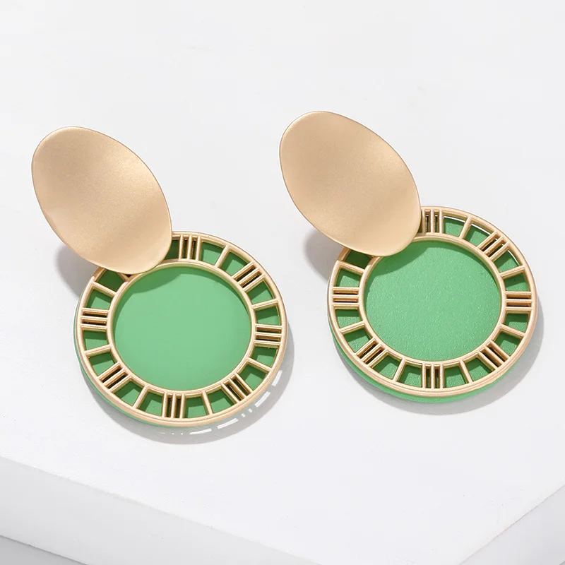 2019 новые корейские полые римские серьги цифры круглые желтые Висячие для женщин