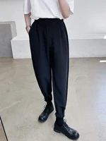 mens new personality all match small trousers fashion trend trouser leg belt design korean version of large size haren pants