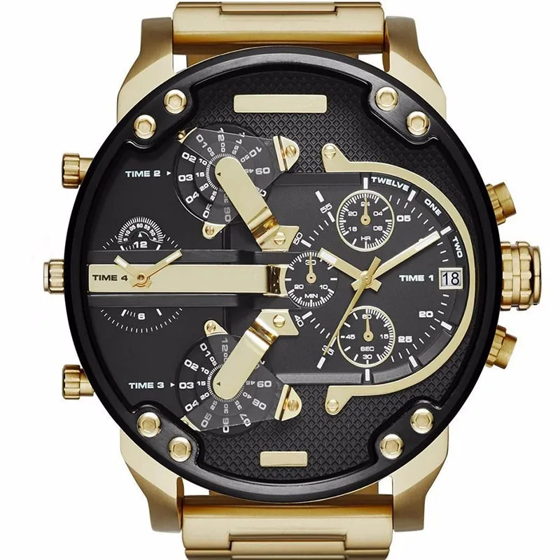 Мужские кварцевые спортивные часы многофункциональные военные с кожаным