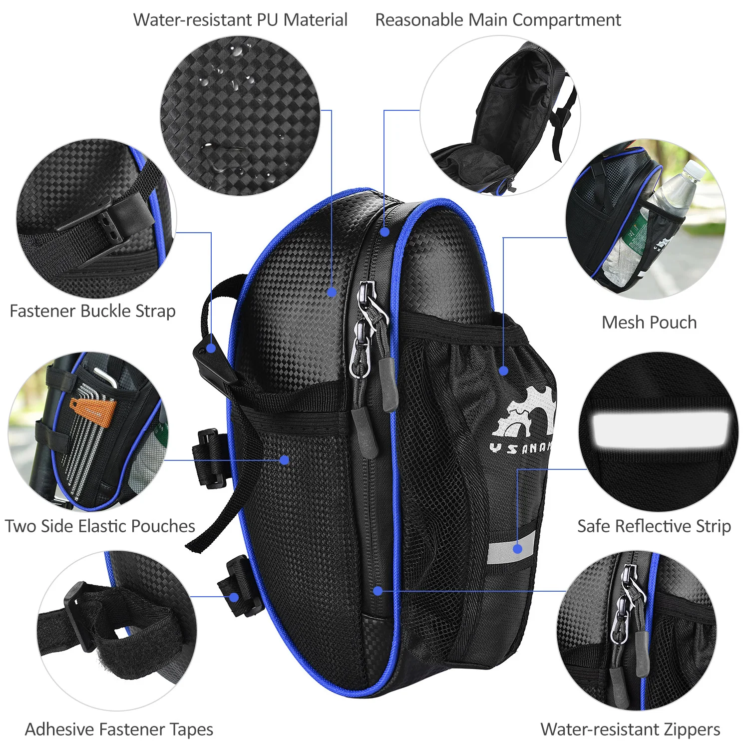 1 л водонепроницаемая велосипедная Сумка седло светоотражающая сумка под