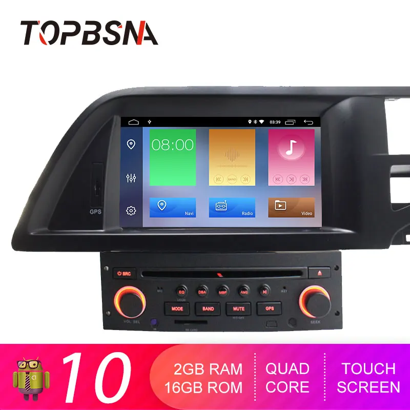 Topsna 1 Din Android 10 автомобильный dvd-плеер для Citroen C5 Мультимедиа gps навигация Радио Зеркало Ссылка wifi четырехъядерный gps Navi RDS
