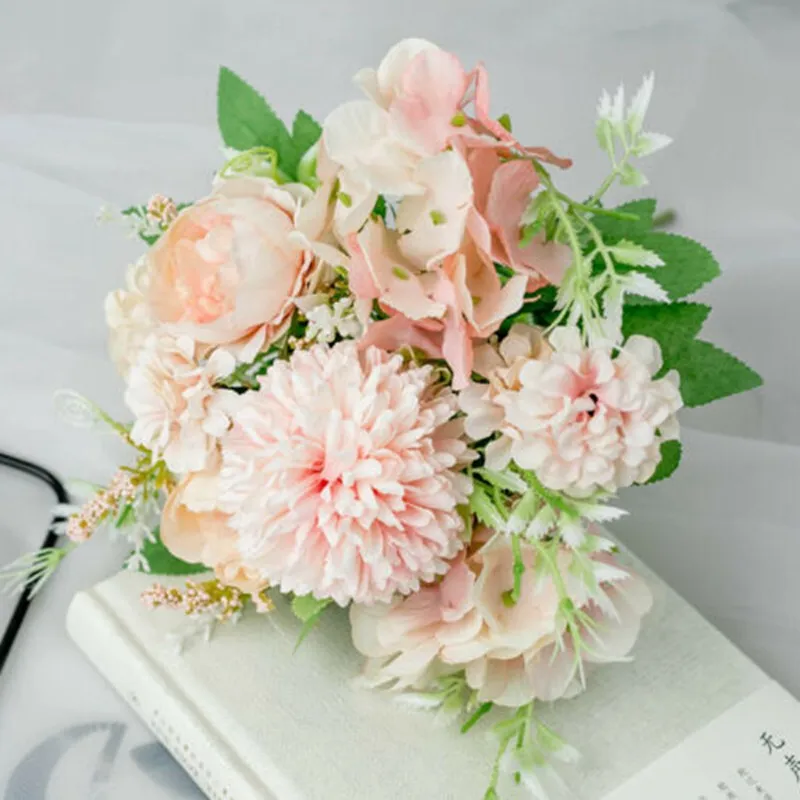 Fake flower Flowers Party Artificial Peony Bouquet Home Decor 13 Head Silk Leaf Wedding | Дом и сад