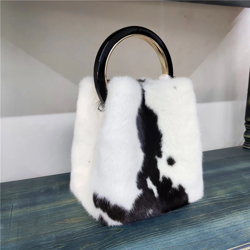 2021 New Real Mink Fur Handbag Ladies Fashion High-End  Fur Clutch