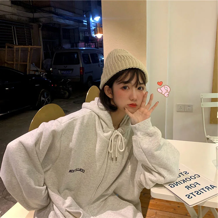 Винтажные толстовки на молнии женская модная Корейская куртка с капюшоном