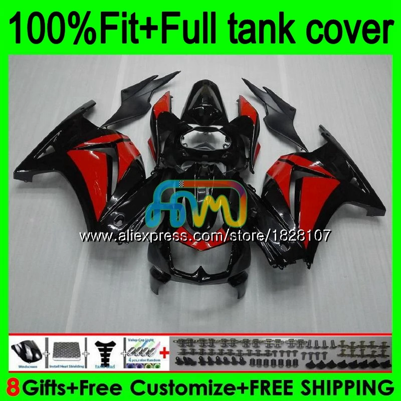 

+ Бак для KAWASAKI ZX-250R EX-250 EX ZX 250R 08 09 10 11 12 104BS.13 EX250 красный черный горячий ZX250R 2008 2009 2010 2011 2012 обтекатель