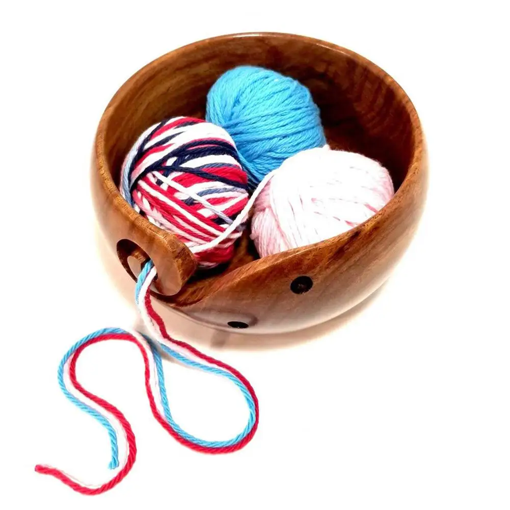Экологичная Деревянная миска для хранения пряжи органайзер вязания крючком и