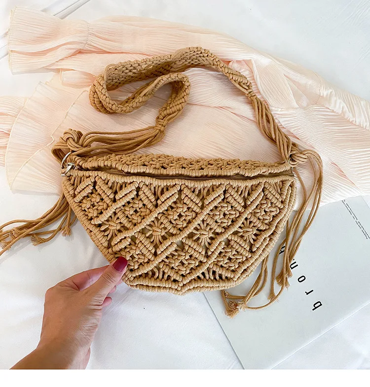 Поясная Сумка женская плетеная ручная сумка через плечо в богемном стиле 2020 |