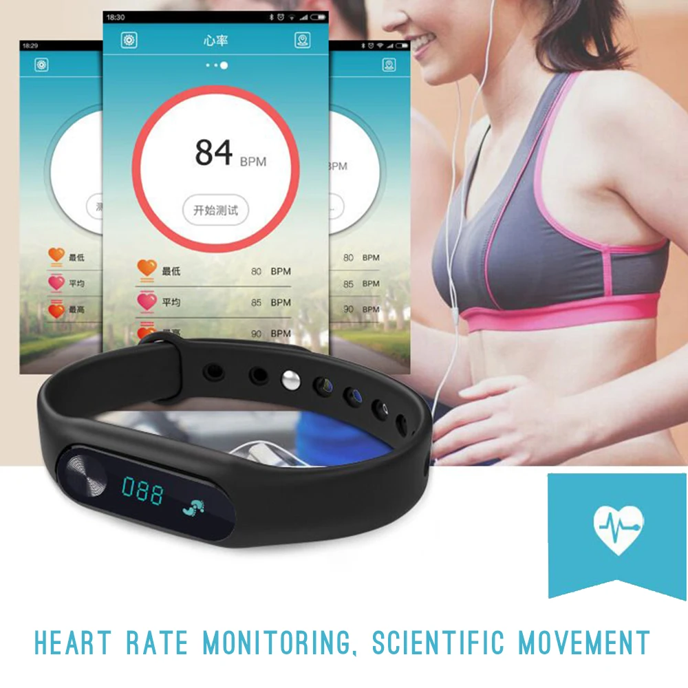 Водонепроницаемый смарт браслет M2 фитнес трекер с пульсометром и Bluetooth для