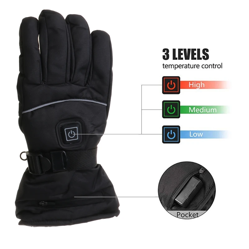 Мужские и женские зимние перчатки с электрическим подогревом со светоотражающей