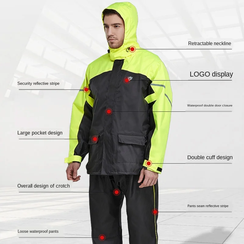 

Adult Raincoat Rain Pants Suit Poncho Rain Coat Men Reflective Breathable Motorcycle Rainwear Waterproof Suit Birthday Gift
