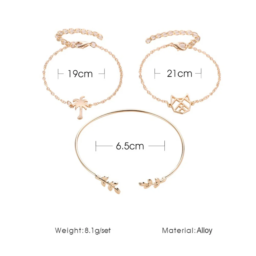 3 шт./компл. богемные браслеты с растительным орнаментом для женщин золотой